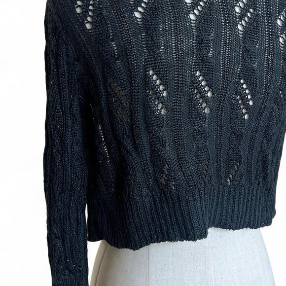 Vintage y2k black wet seal knit crop cardigan - Picture 4 of 6